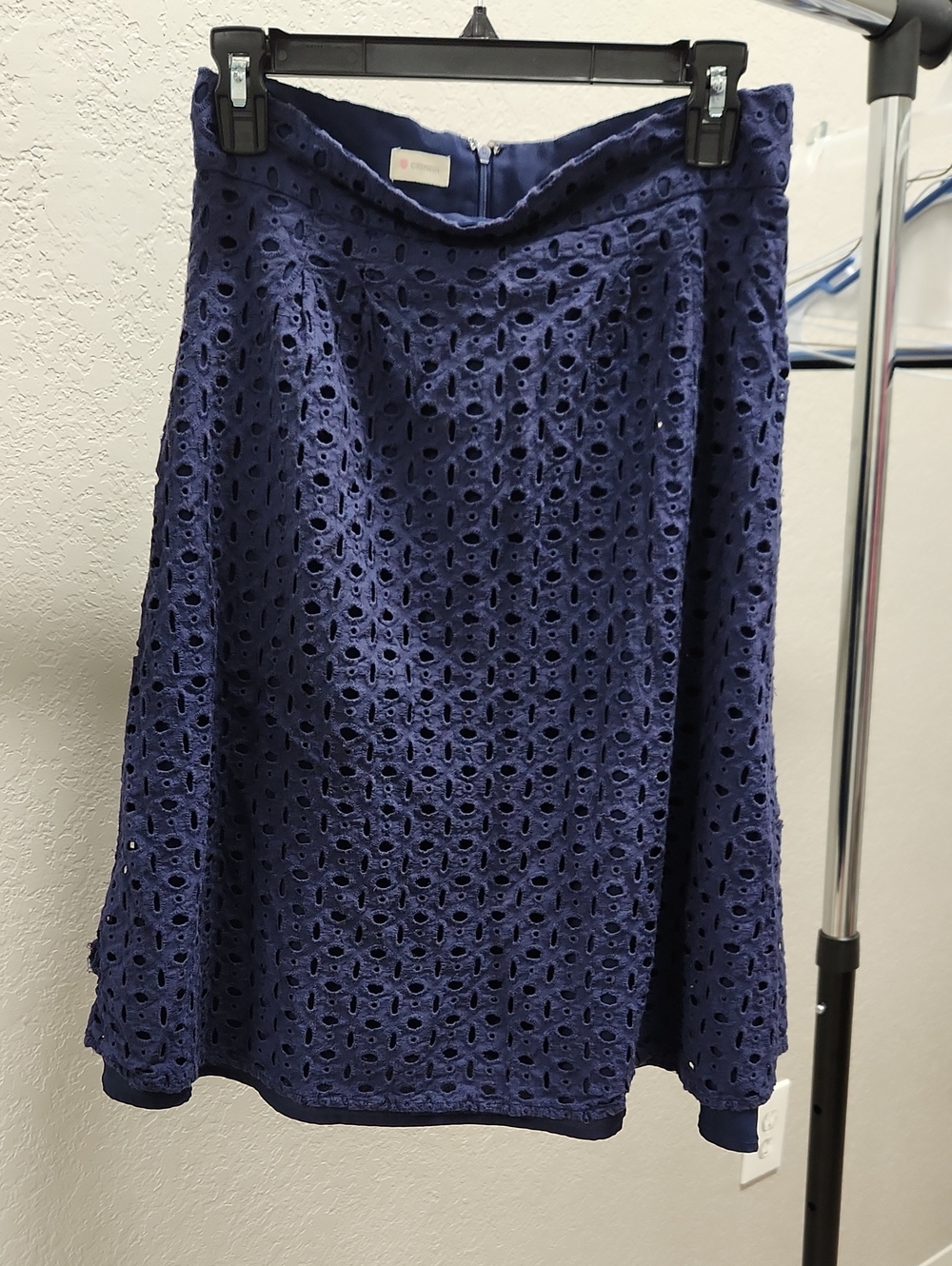 Daniel Cremieux Navy Eyelet A-Line Skirt